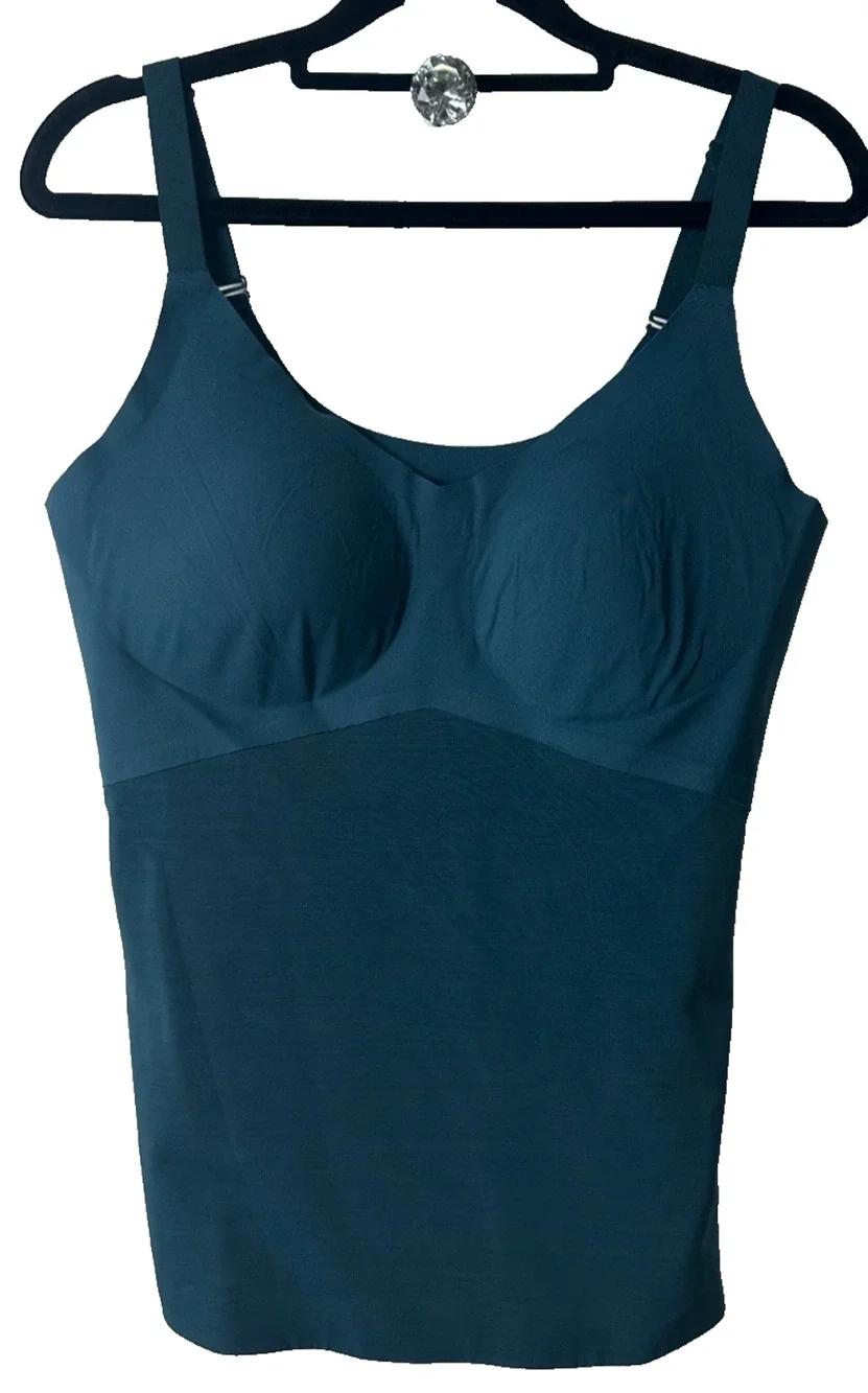 Honeylove Size L Blue Liftwear Cami Built In Bra Tank Padded Shapewear A52